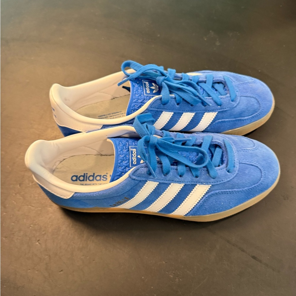 Robin blue suede adidas gazelle w/ gum sole. Worn once
